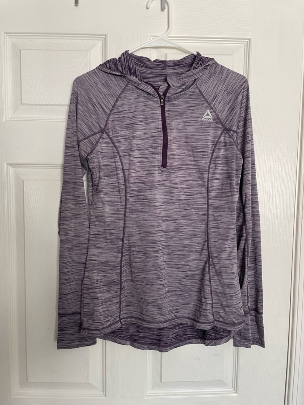 Reebok Women’s Size Small Purple Heather Striped Athletic Hoodie Top